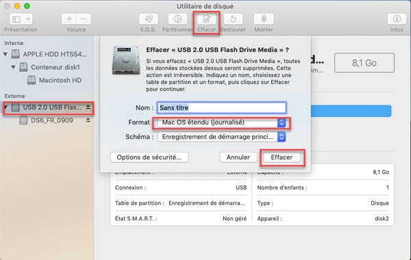 Formater clé USB Mac